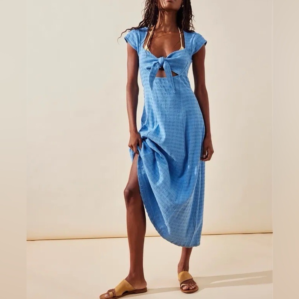 Free People Nalani Boho Tie Front Midi Dress